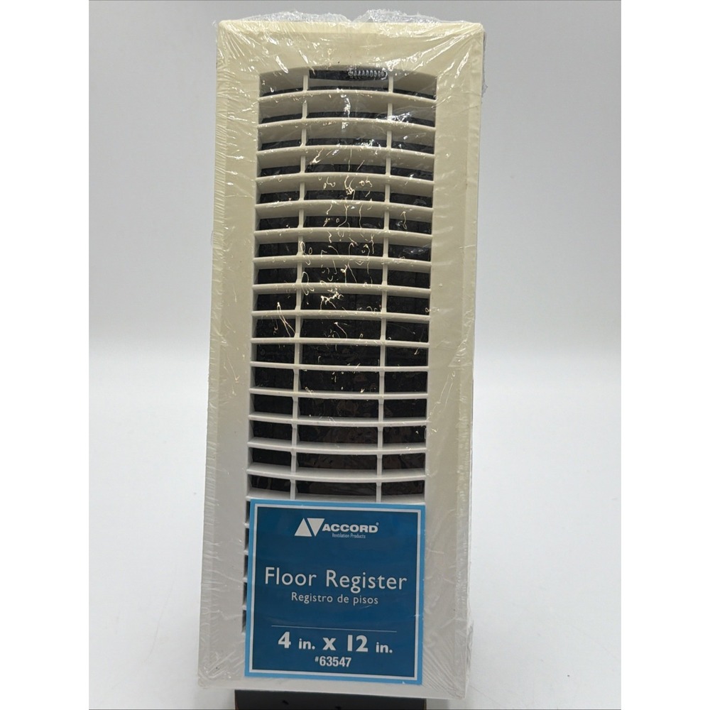 Accord 4" x 12" Floor Register - High Impact Resin w/Adjustable Damper - White